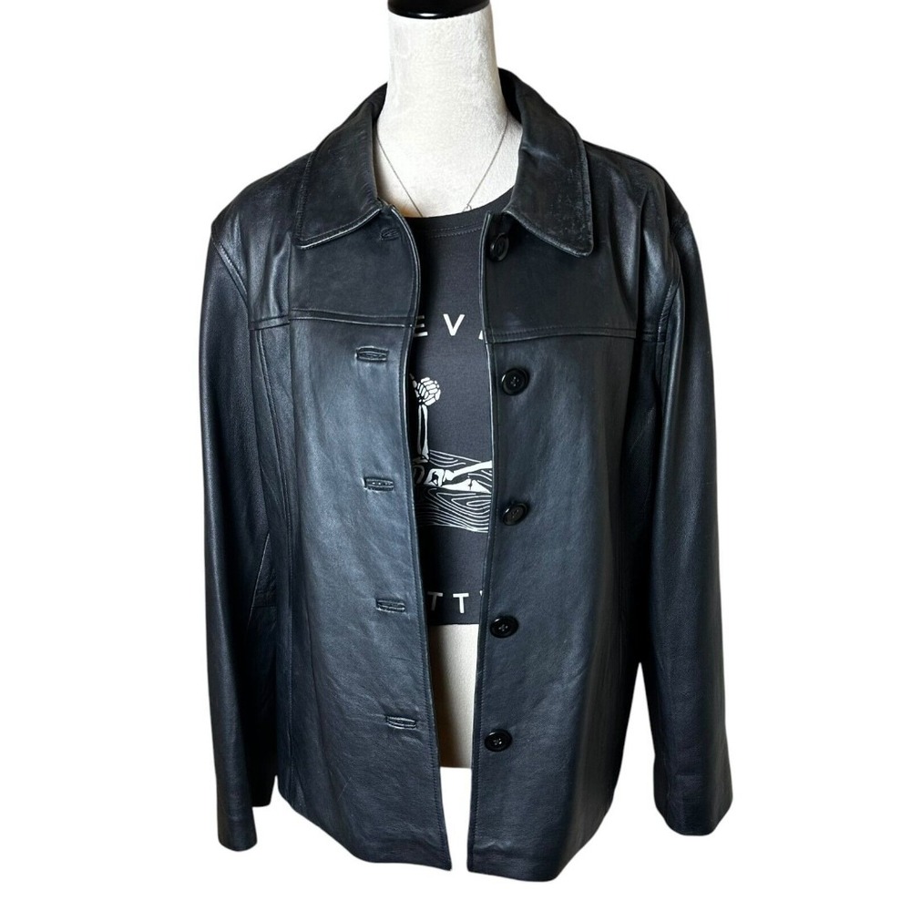 Vintage JL Colebrook Black Leather Jacket XL‎ | Model Off Duty 90s Y2K Grunge